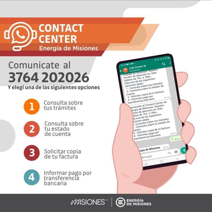 Energía de Misiones: a través del “Contact Center” los usuarios podrán acceder a su factura digital imagen-1