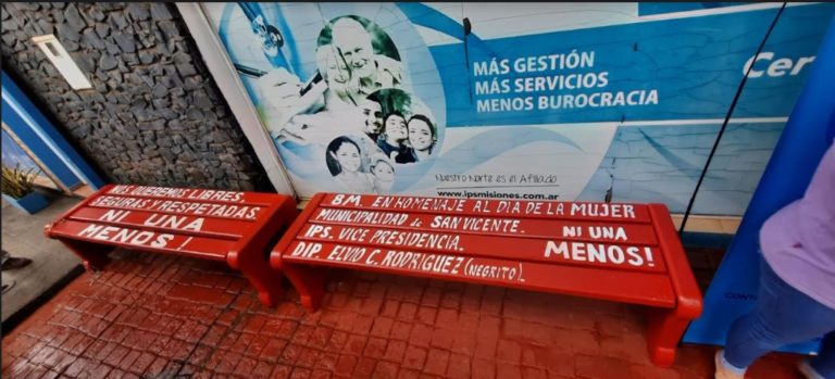 Día de la Mujer: instalaron un banco rojo en la delegación IPS de San Vicente imagen-10