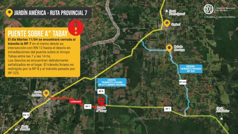 Este martes 11, por obras, se cortará el tránsito en el puente Tabay de la RP 7, de 7:00 a 14:00 imagen-35