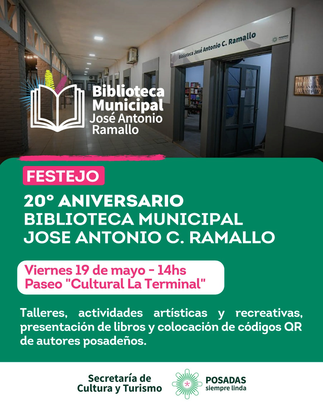 El viernes se cumple el 20° Aniversario de la Biblioteca Municipal José Antonio Ramallo imagen-1