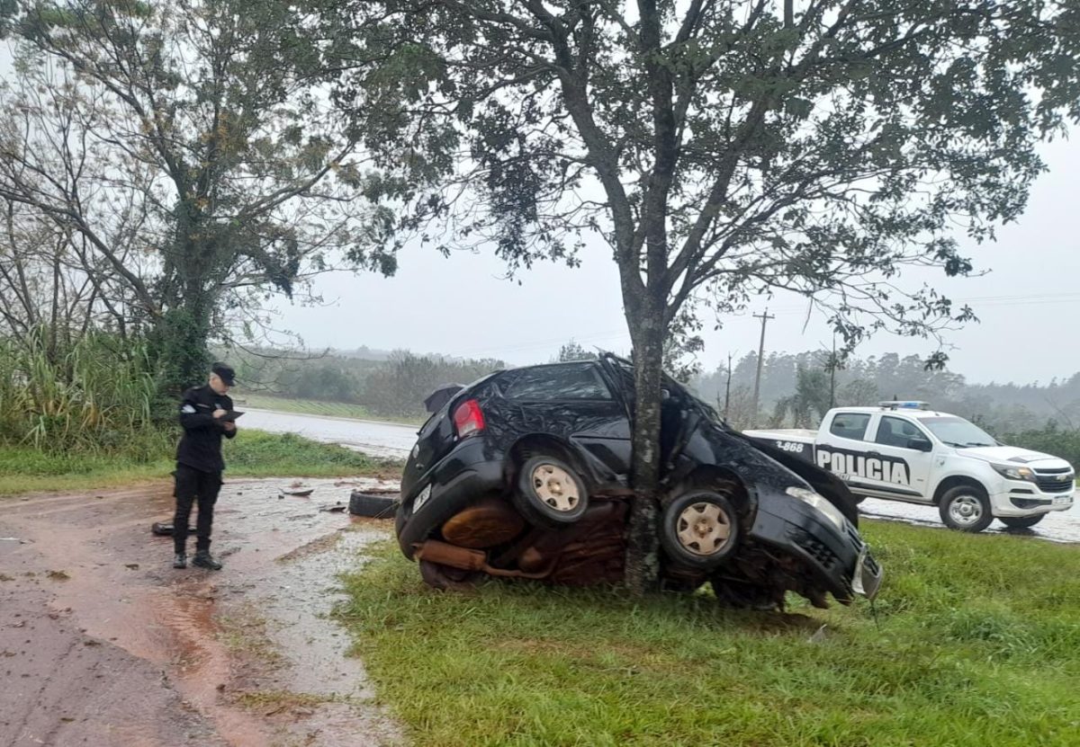 Un automóvil con tres ocupantes despistó sobre la ruta 14 y terminó contra un árbol imagen-1