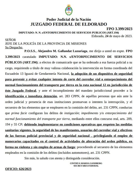 La Justicia Federal intervino y levantaron el corte en Puerto Iguazú imagen-2