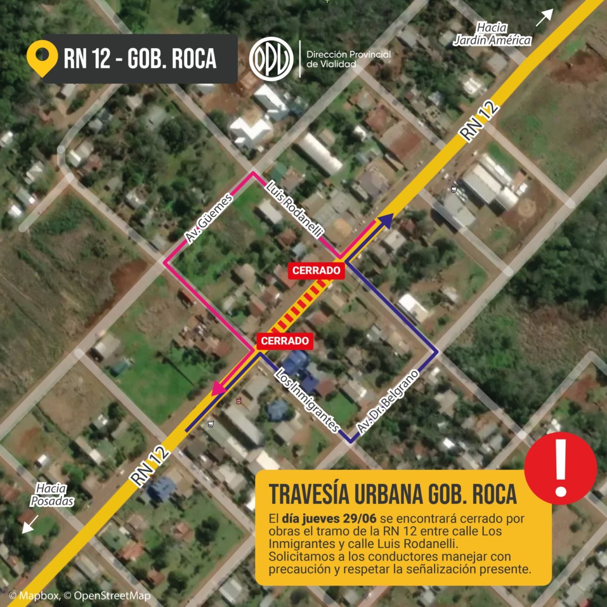 Travesía Urbana de Gobernador Roca: desvío por trabajos con cierre para vehículos pesados imagen-1