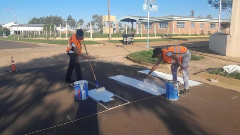 Seguridad vial: realizan demarcación y colocación de reductores de velocidad en Itaembé Guazú imagen-40