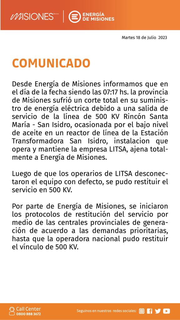 Apagón: El descuido de una empresa que opera en la línea de 500 KV dejó a Misiones sin luz, ocasionando daños en usuarios imagen-2