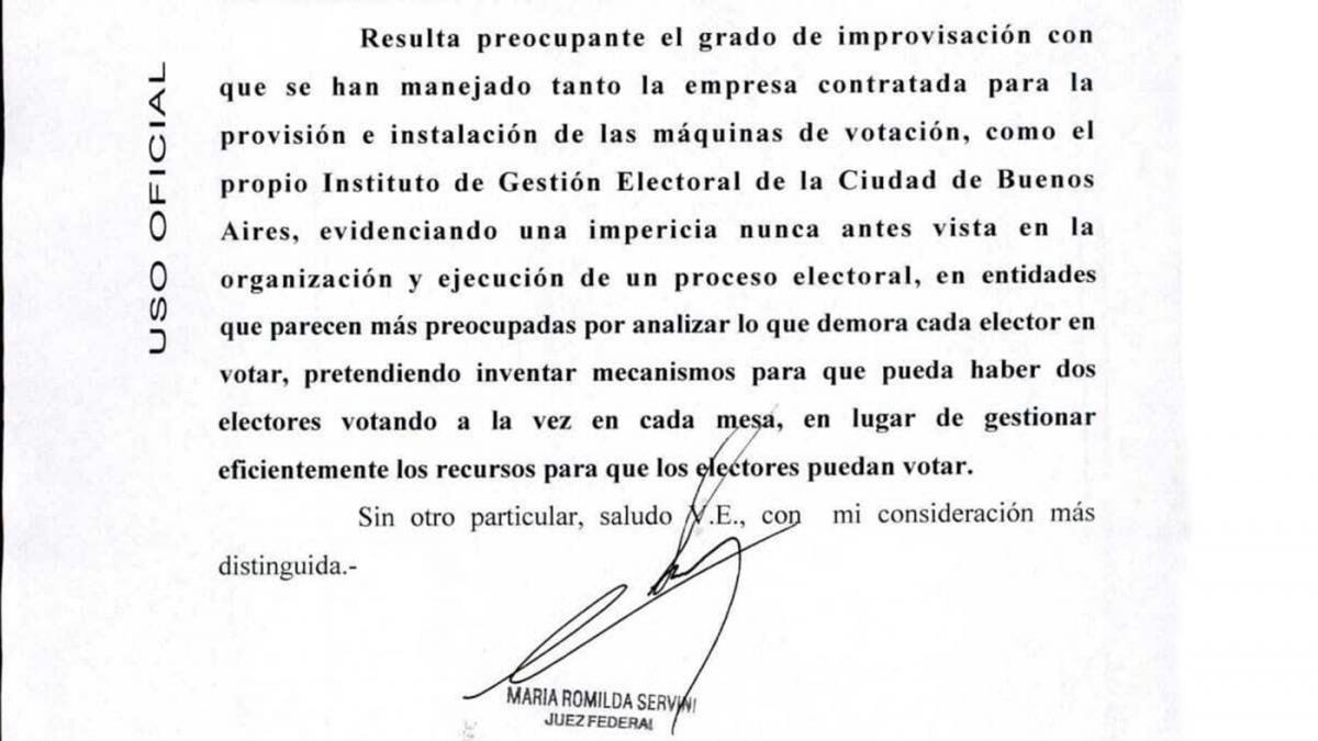 Elecciones Paso 2023: la jueza Servini denunciará penalmente al gobierno porteño por "improvisación e impericia" imagen-2
