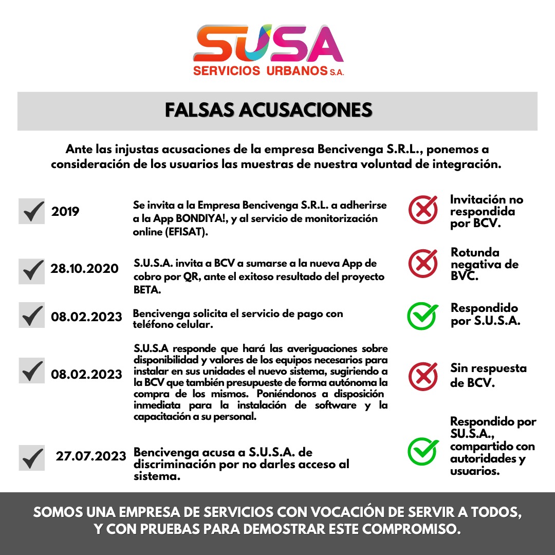 Por "falsas e injustas", Servicios Urbanos S. A. rechaza acusaciones de "discriminación" por parte de empresa de transporte urbano imagen-2