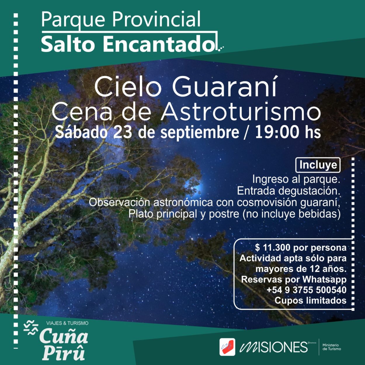Invitan a la experiencia “Cielo Guaraní - Cena de Astroturismo” en Salto Encantado imagen-2