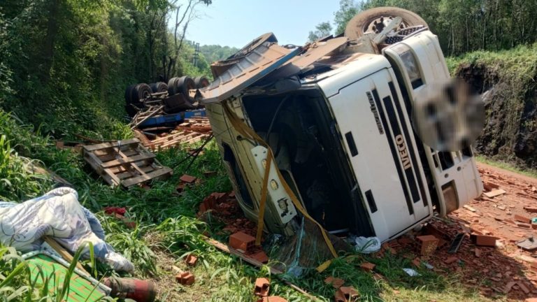 Camión que llevaba ladrillos despistó y volcó toda su carga en la ruta 12, cerca del puente Cuña Pirú imagen-49