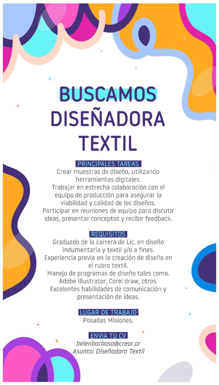 Buscan diseñadora textil e ingeniero industrial para trabajar en Posadas imagen-27