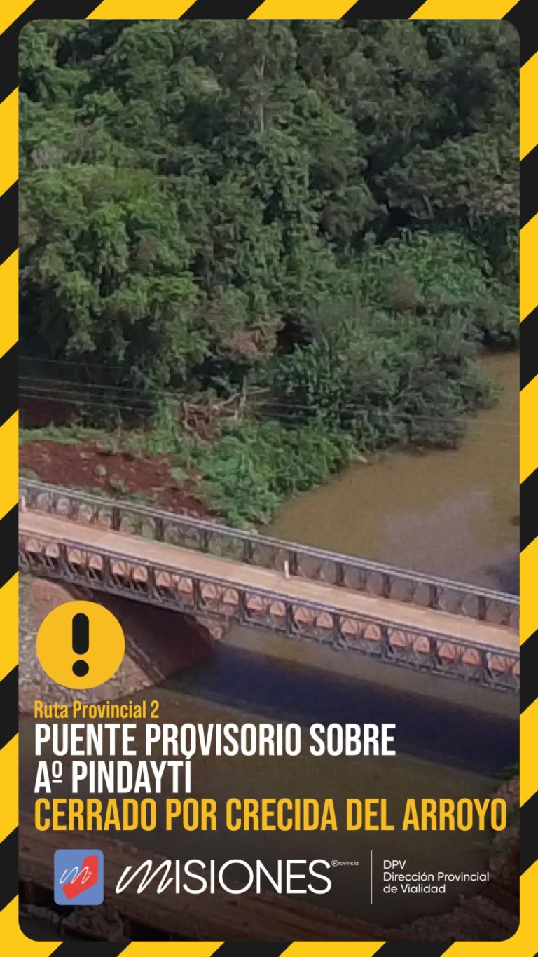 Arroyo Pindaytí: por seguridad, se restringió el paso sobre el puente provisorio de la ruta provincial 2 imagen-1