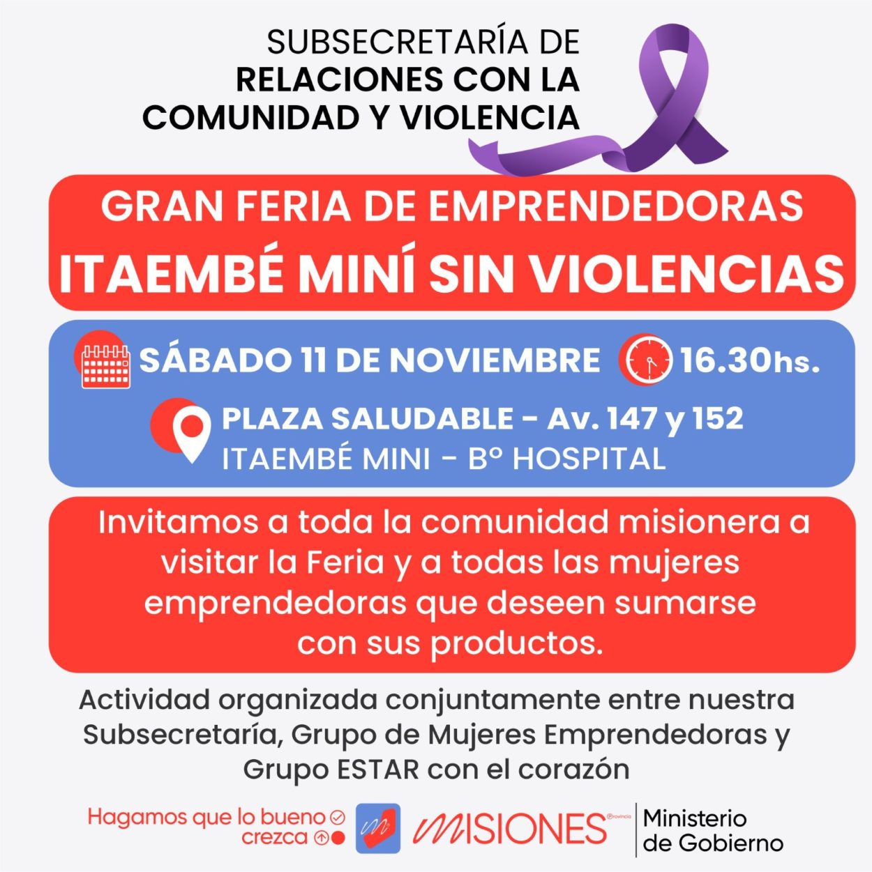 Se realizará la Gran Feria Emprendedora en Itaembé Miní en el marco del Día Internacional de la Eliminación de la Violencia contra la Mujer imagen-2