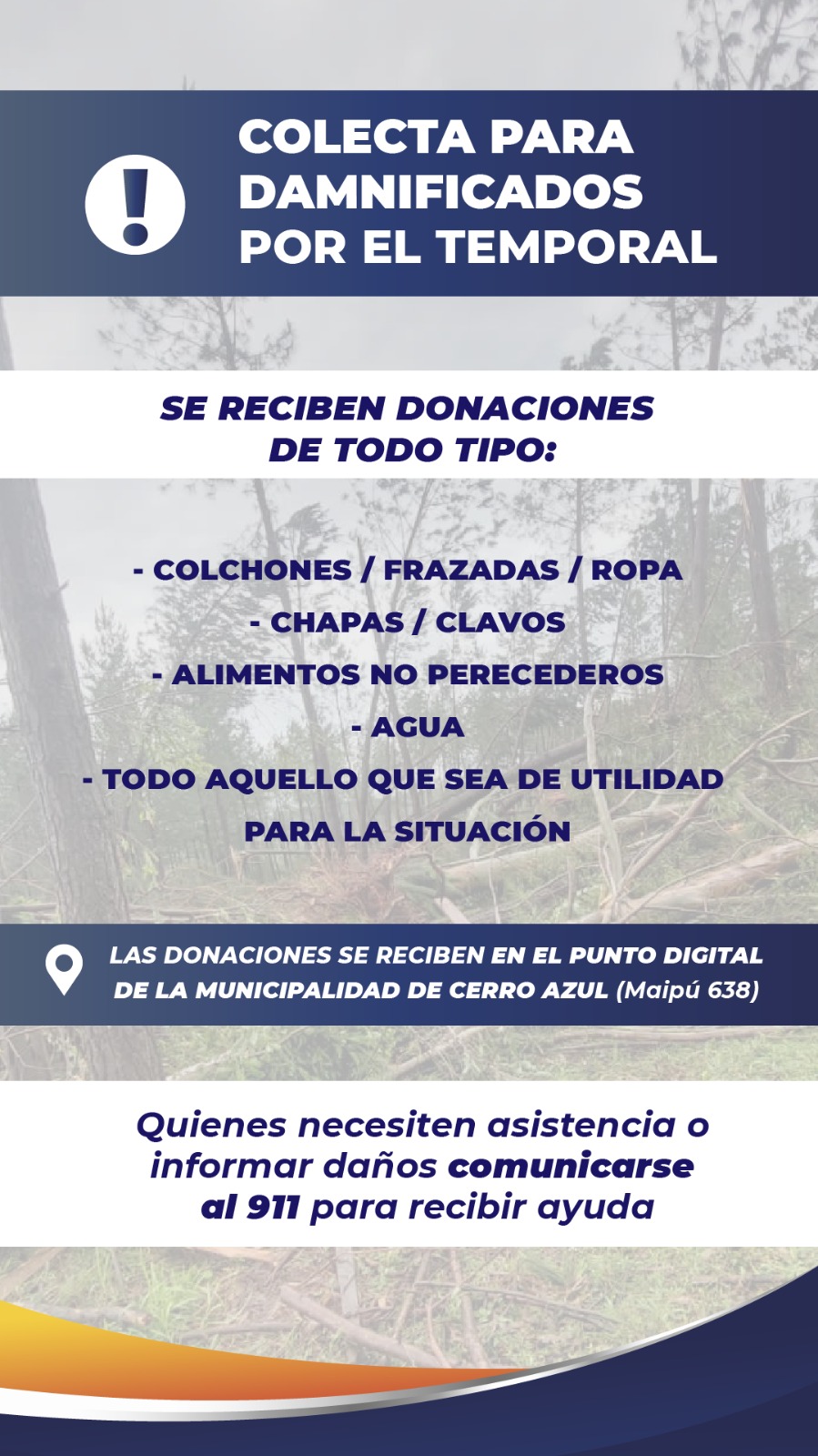 Temporal: la Municipalidad de Cerro Azul solicitó donaciones para damnificados imagen-2