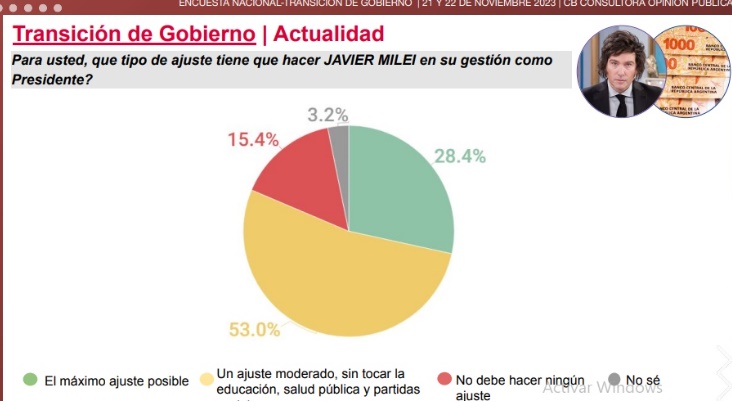 Encuesta sobre gestión Milei: el 53% opina que debería hacer "un ajuste moderado", sin tocar la educación, salud pública y partidas sociales imagen-1