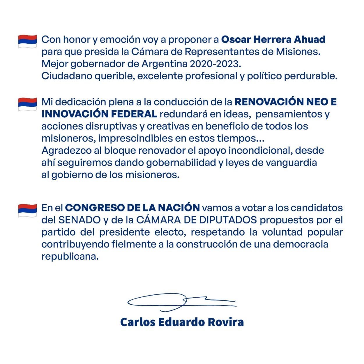 Herrera Ahuad agradeció a Rovira por nominarlo para presidir la Legislatura imagen-4