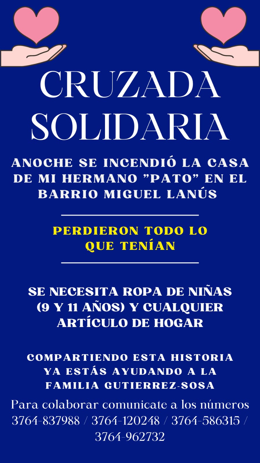 Tras incendio de una vivienda en Miguel Lanús, inician una campaña solidaria para la familia afectada imagen-2