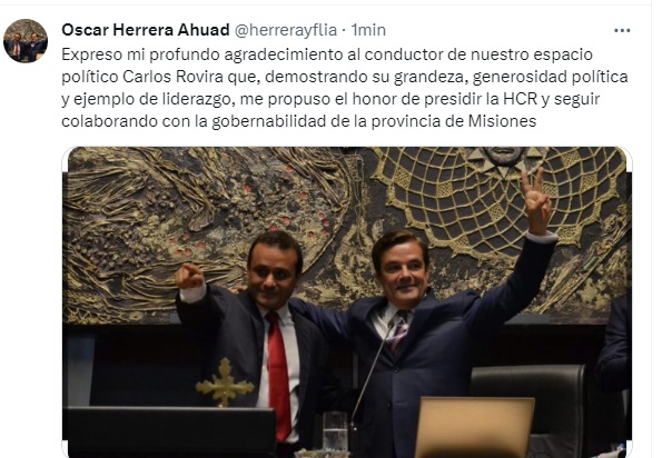 Herrera Ahuad agradeció a Rovira por nominarlo para presidir la Legislatura imagen-2