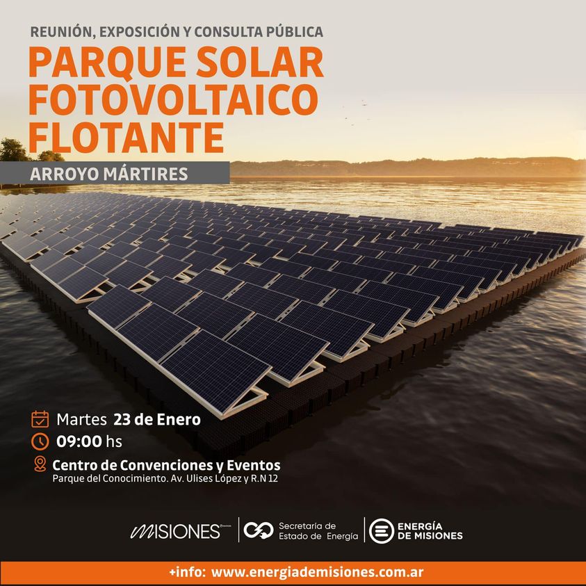 Energía: invitan a la presentación del parque solar fotovoltaico flotante arroyo Mártires imagen-1