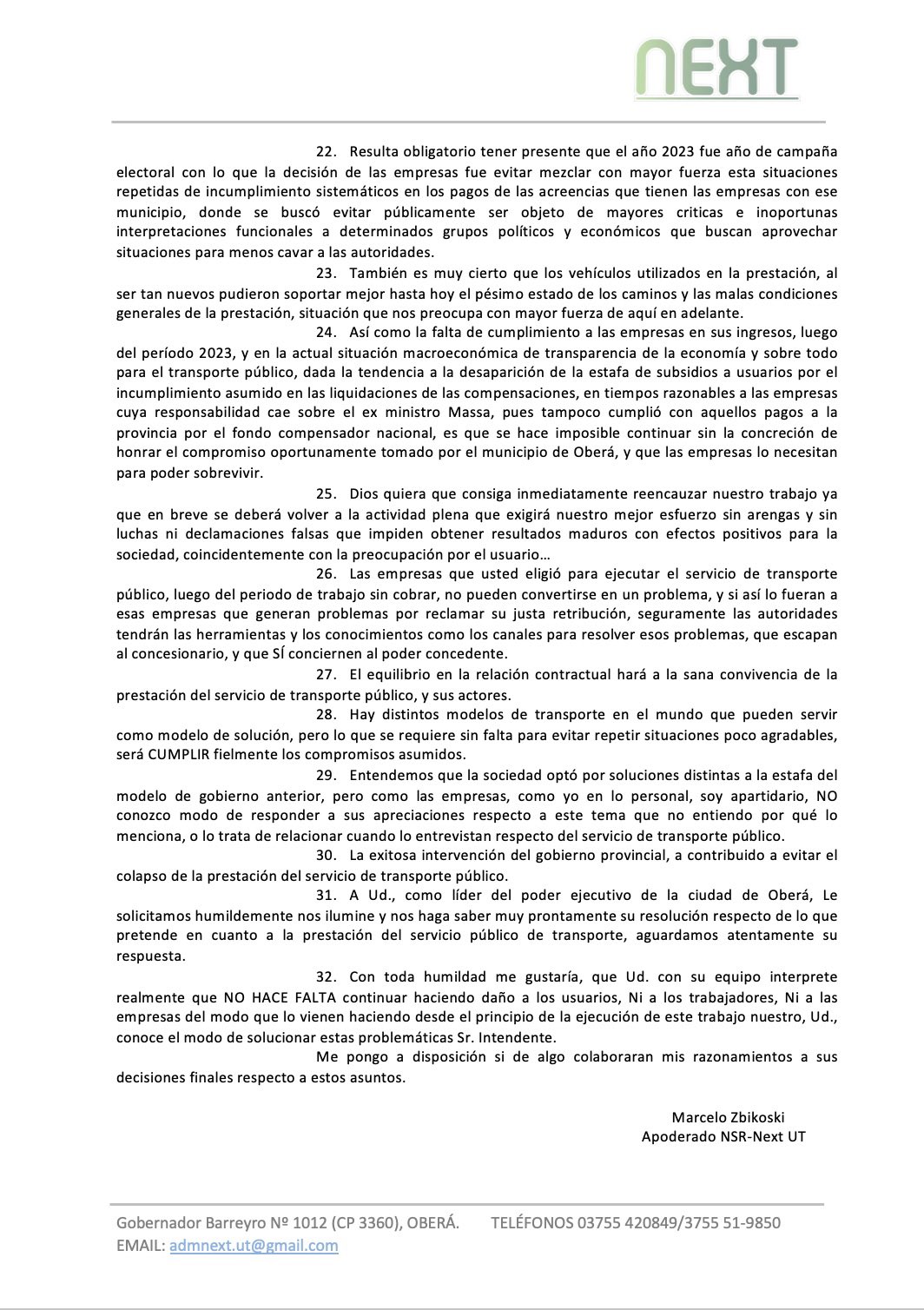 Empresario del transporte público de pasajeros rechaza declaraciones del Intendente de Oberá y niega "lock out" patronal imagen-6