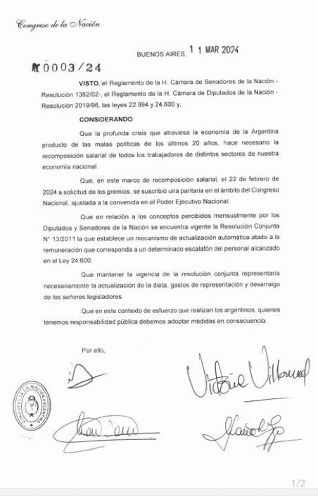 Por orden del Presidente, Victoria Villarruel finalmente anula las subas salariales de los senadores imagen-2
