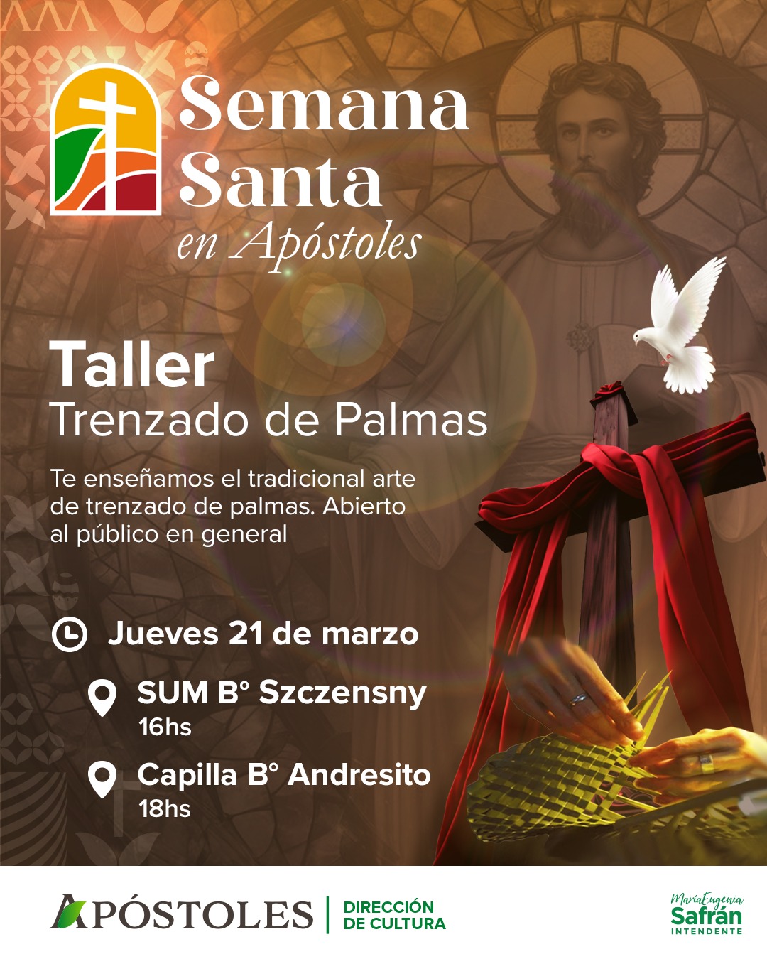 Semana Santa en Apóstoles: taller de trenzado de palmas en diferentes puntos de la ciudad imagen-2