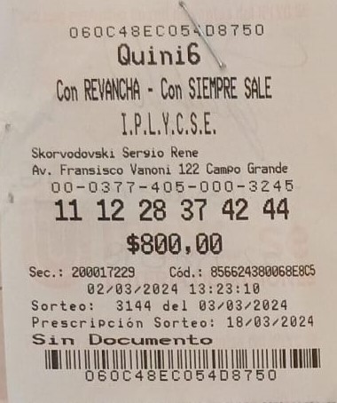 Más de $9 millones del Quini 6 se quedaron en Campo Grande imagen-13