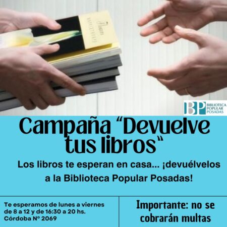 Biblioteca Popular Posadas invita a participar de una campaña de devolución de libros para fomentar la lectura "responsable y solidaria" imagen-6