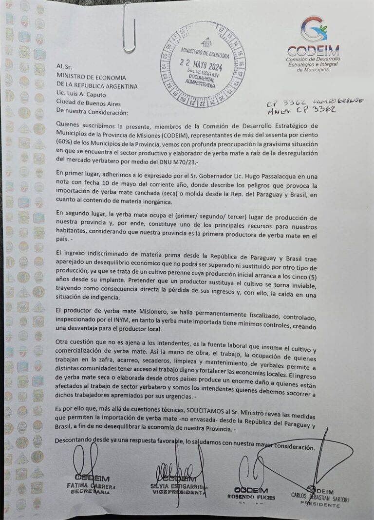 La Codeim presentó al ministro Caputo un reclamo por la desregulación de la yerba mate imagen-34