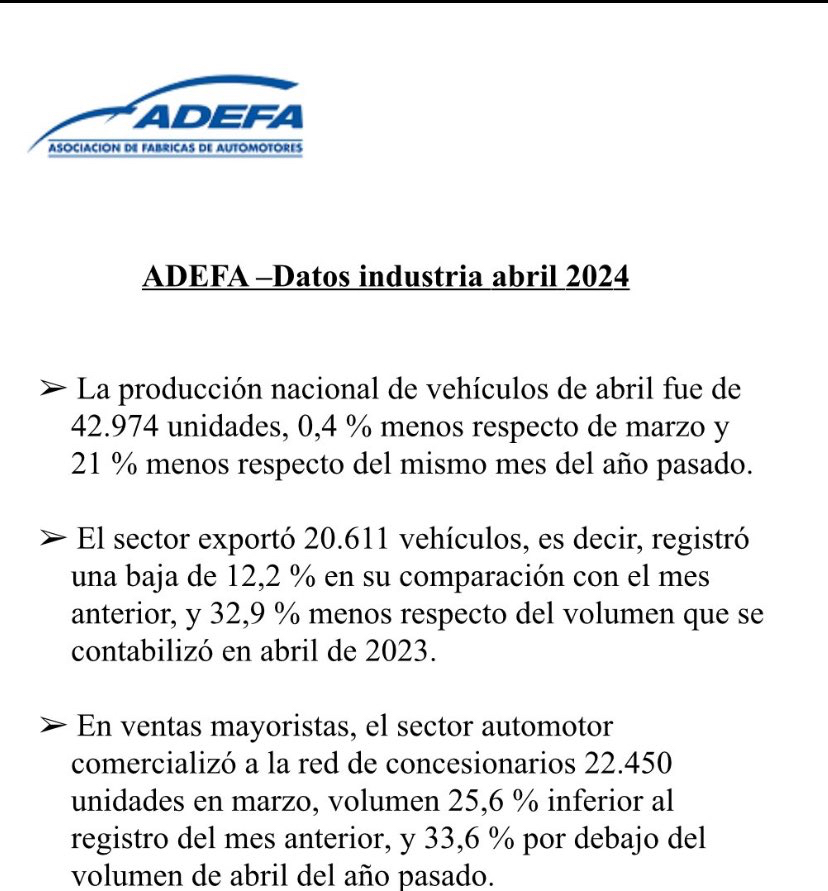 Cayó la producción nacional de vehículos, un 21% en el interanual imagen-2