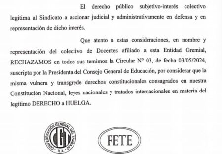 UDA Misiones rechaza Circular 03 del CGE porque "vulnera el derecho a huelga garantizado en el artículo 14 de la Constitución Nacional" imagen-13