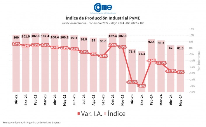 La industria pyme cayó 19% anual en mayo imagen-2