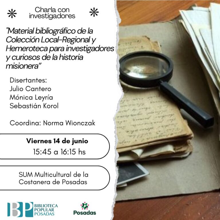 Feria del Libro Posadas: la Biblioteca Popular invita a la Charla con socios-investigadores imagen-44