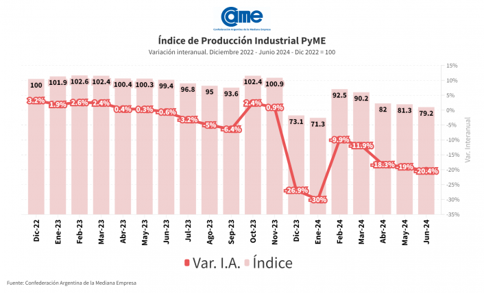 La industria pyme cayó 20,4% anual en junio imagen-2