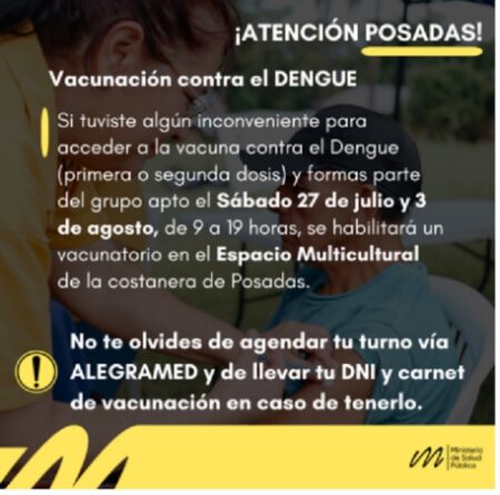 Vacunación contra el dengue: operativos especiales el 27 de julio y 3 de agosto en Posadas imagen-7