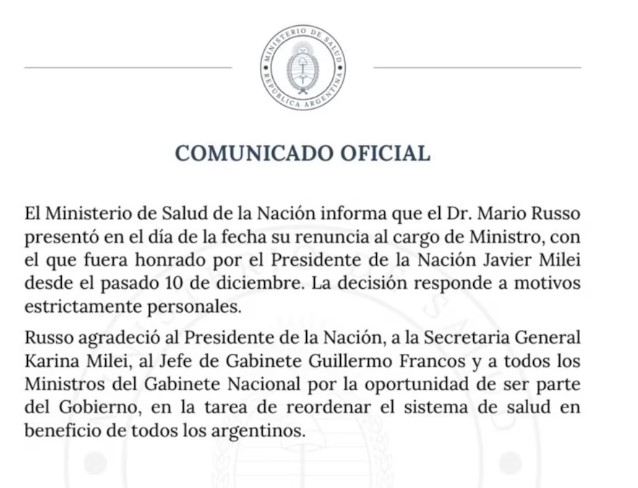 Renunció el Ministro de Salud de la Nación y ya tiene reemplazante imagen-2