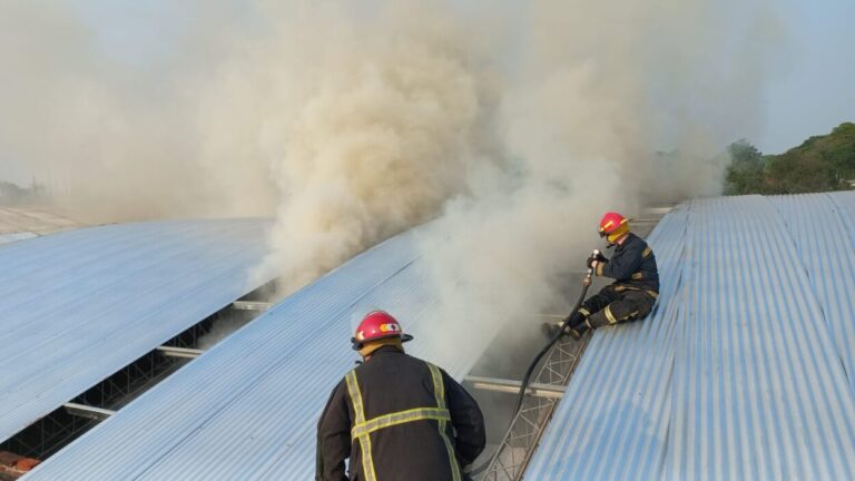 Bomberos Policiales y Voluntarios de Oberá trabajan en el incendio de una empresa yerbatera imagen-9