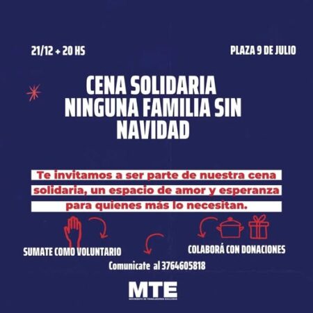 Organizan cena solidaria en la Plaza 9 de Julio "Ninguna Familia sin Navidad" para personas en situación de calle, que aumentó en el último año imagen-4