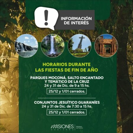 El miércoles 1ro de enero, tanto los Conjuntos Jesuíticos como los Parques Provinciales estarán cerrados El miércoles 1ro de enero, tanto los Conjuntos Jesuíticos como los Parques Provinciales estarán cerrados imagen-8