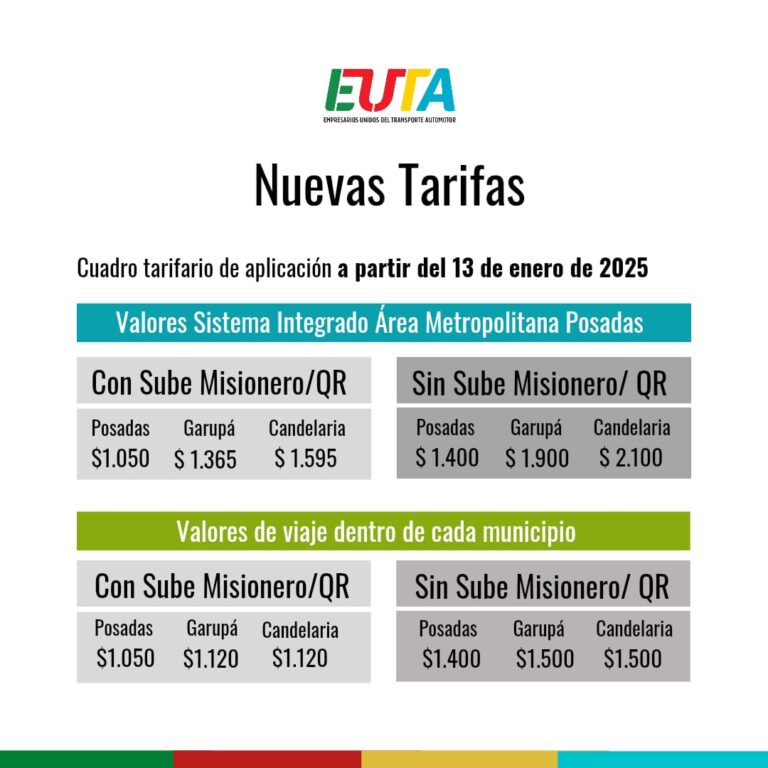 Euta: Nuevo cuadro tarifario del transporte público en el Área Metropolitana de Posadas imagen-50