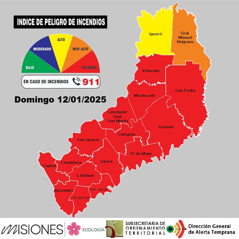 Peligro de incendios: ligero y efímero descenso en el Norte de Misiones imagen-2