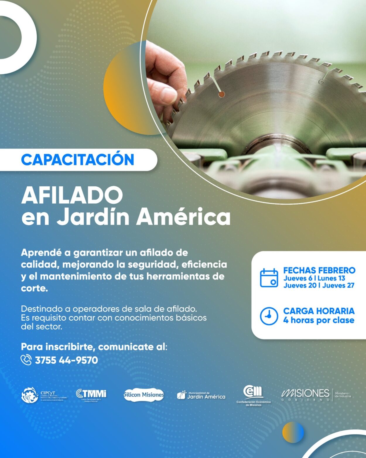 Industria abre inscripciones para capacitaciones en Afilado en Jardín América y Puerto Leoni imagen-2