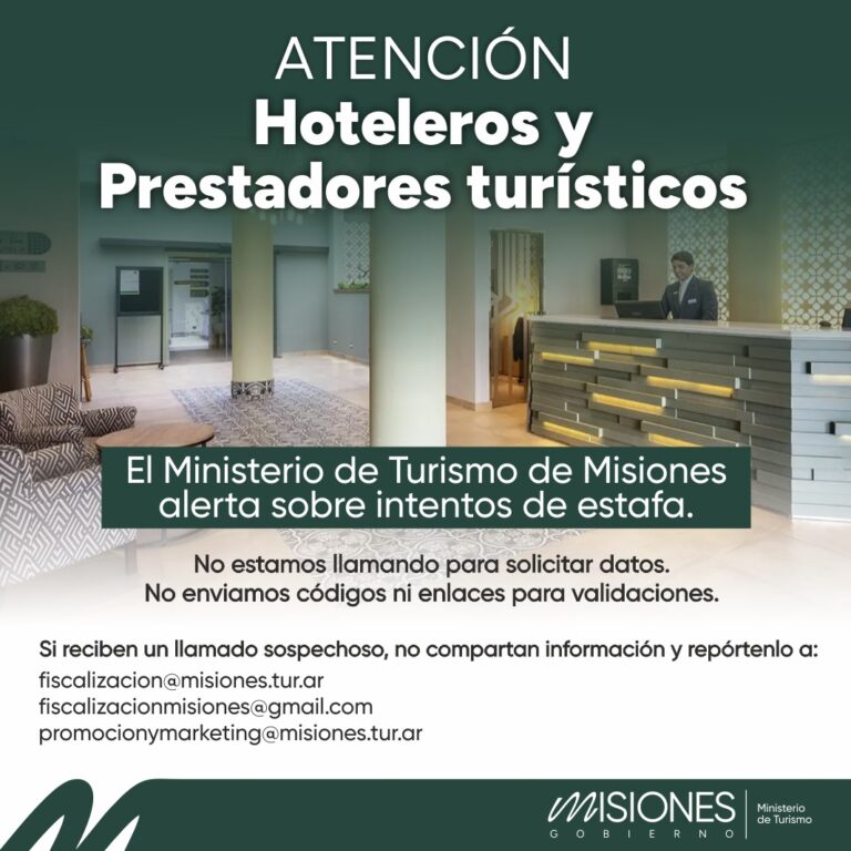 El Ministerio de Turismo de Misiones alerta sobre intentos de estafa a establecimientos turísticos imagen-13