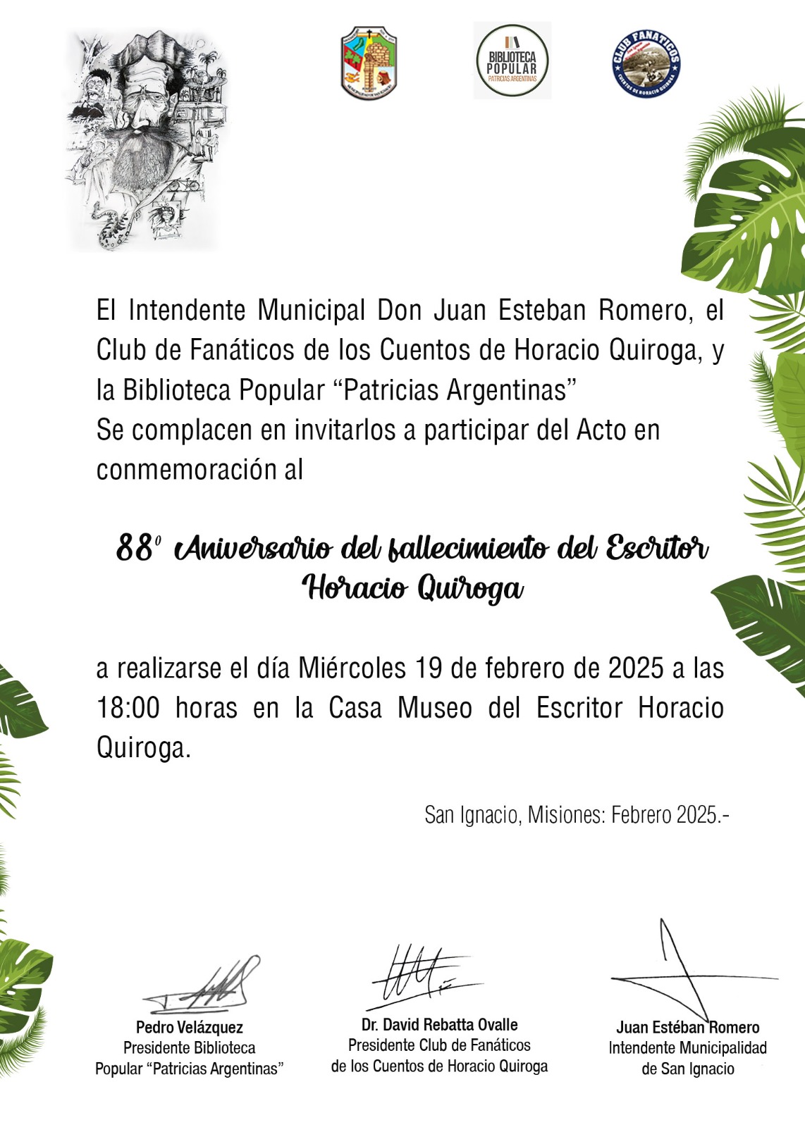 La comunidad literaria conmemora otro aniversario del fallecimiento de Horacio Quiroga imagen-2