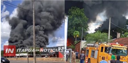 Voraz incendio en una planta de resina de Encarnación imagen-2