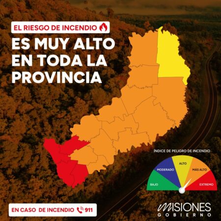 Misiones permanece en alerta ante el alto riesgo de incendios y en tres Departamentos del sur provincial es "extremo" imagen-5