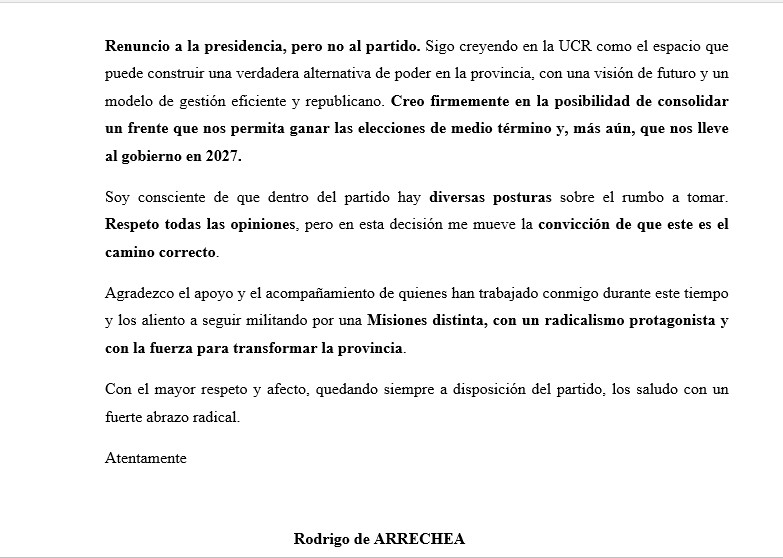 Rodrigo De Arrechea renunció a la Presidencia de la UCR Misiones para asumir como Consejero de la EBY propuesto por la Libertad Avanza imagen-6