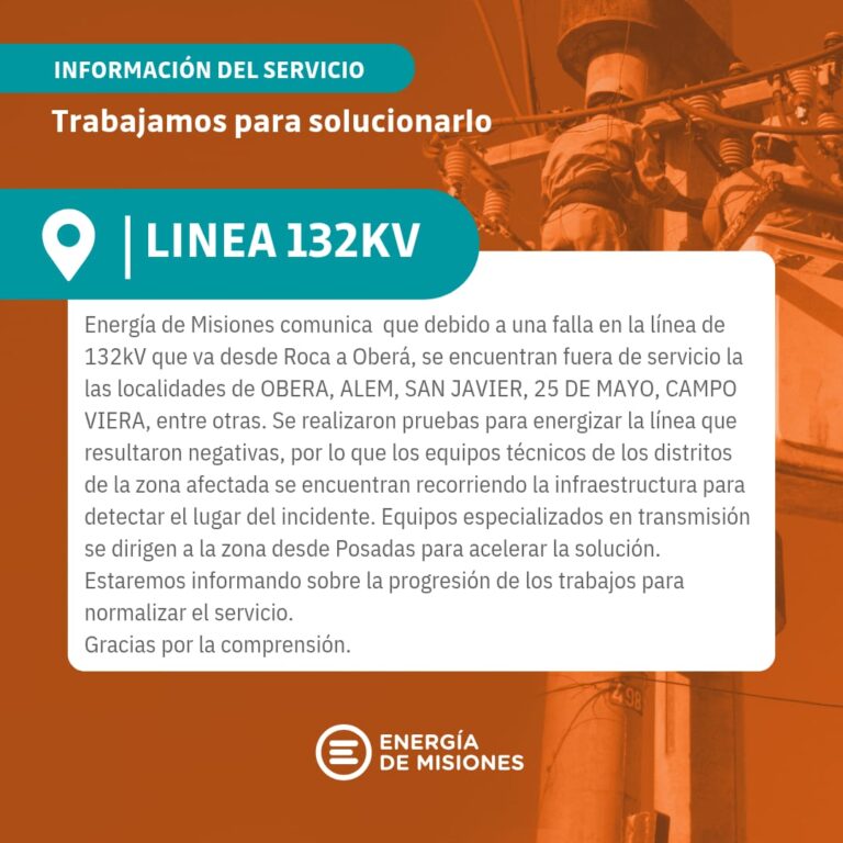 Energía de Misiones trabaja para restablecer el servicio en zona Centro, afectado por una falla en la línea de 132kv imagen-13