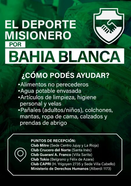 Entidades deportivas misioneras promueven donaciones para Bahía Blanca imagen-11