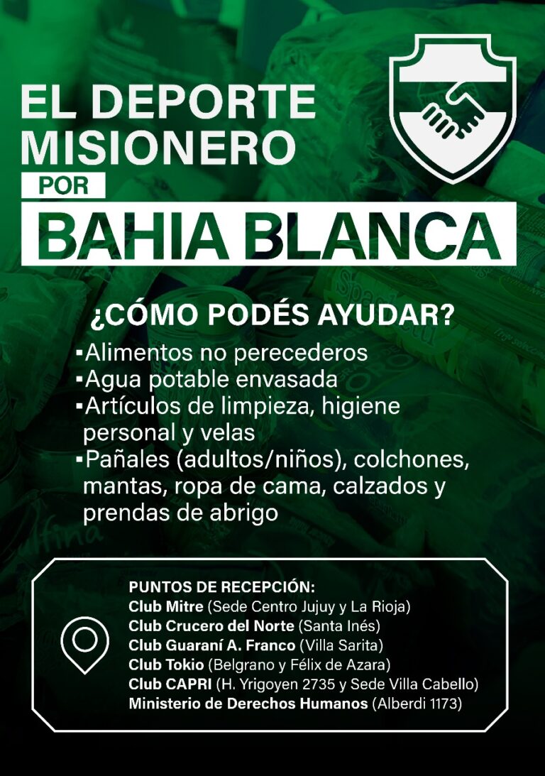 Entidades deportivas misioneras promueven donaciones para Bahía Blanca Entidades deportivas misioneras promueven donaciones para Bahía Blanca imagen-50