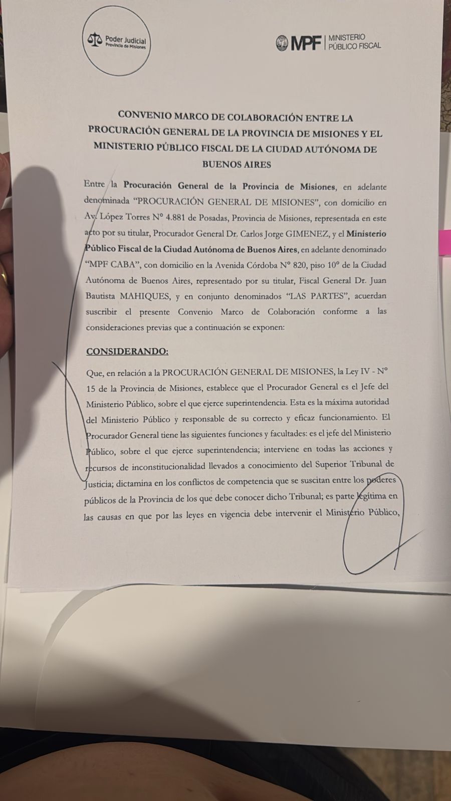 El Procurador Giménez firmó un Convenio Marco de colaboración con el Ministerio Público Fiscal de CABA imagen-14